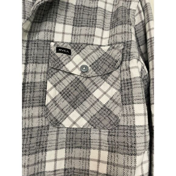 RVCA Grey/White Button Up Flannel - Picture 5 of 5